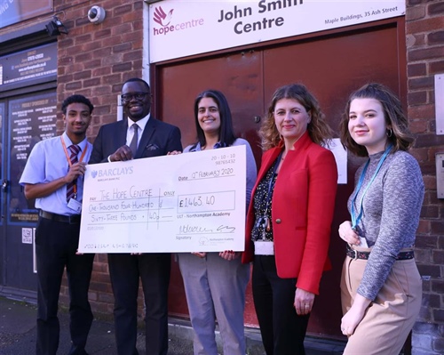 Students Present Cheque to The Hope Centre